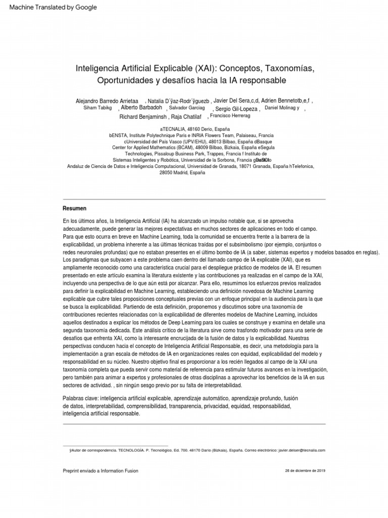 Inteligencia Artificial Explicable (XAI): Conceptos, Taxonomías ...