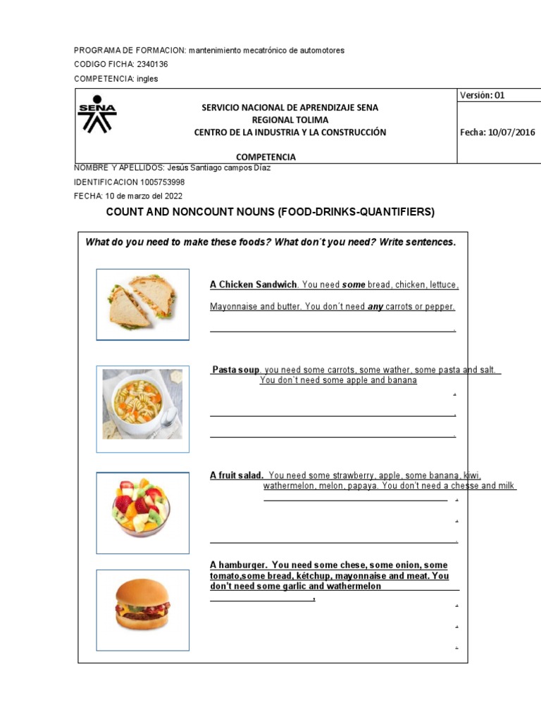 Trabajo de La Comida | PDF | Foods | Food And Drink Preparation