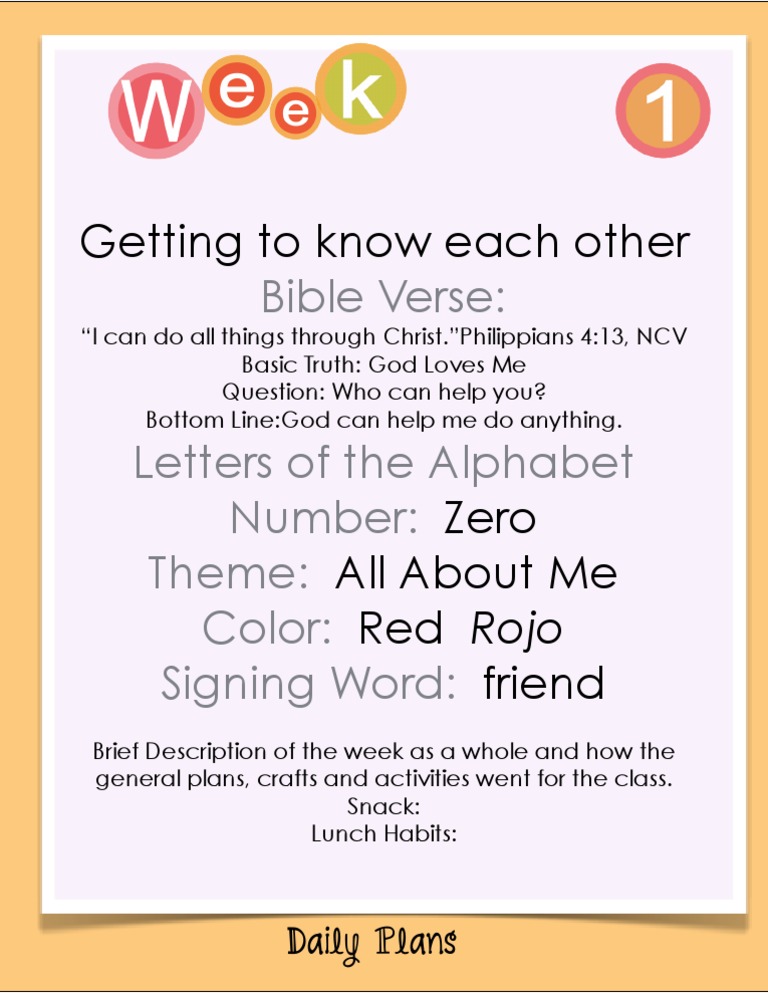 Week 1 Plan | PDF