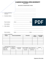 MBA Project Guide Bio-Data Form