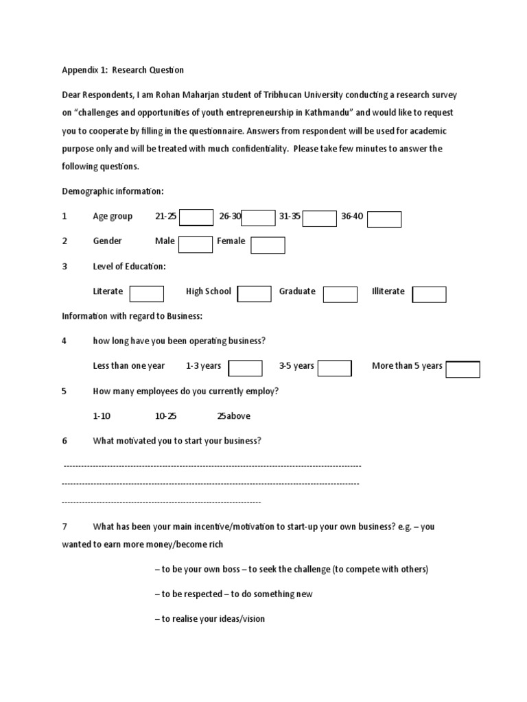 Appendix 1 Pdf Entrepreneurship Startup Company