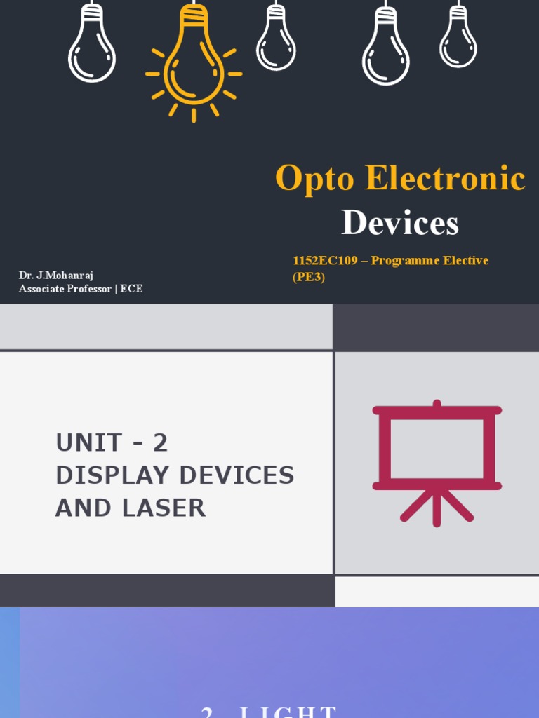 Unit 2 Display Devices & LASER | PDF | Emission Spectrum | Laser