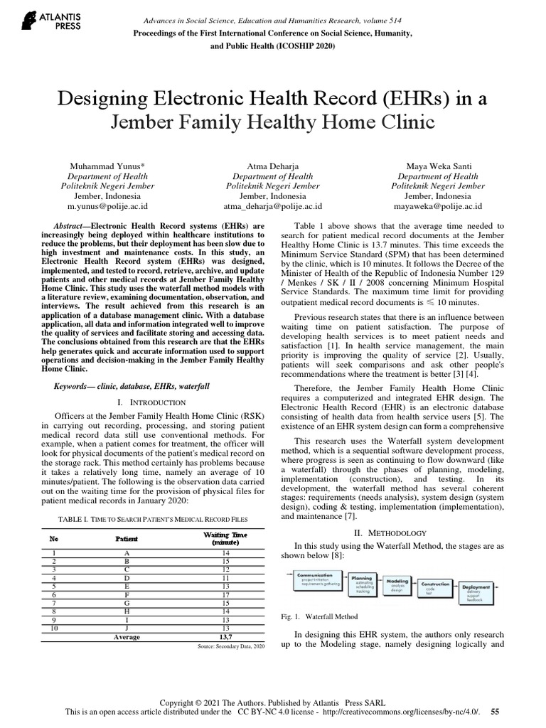 Jember Family Healthy Home Clinic Designing Electronic Health Record
