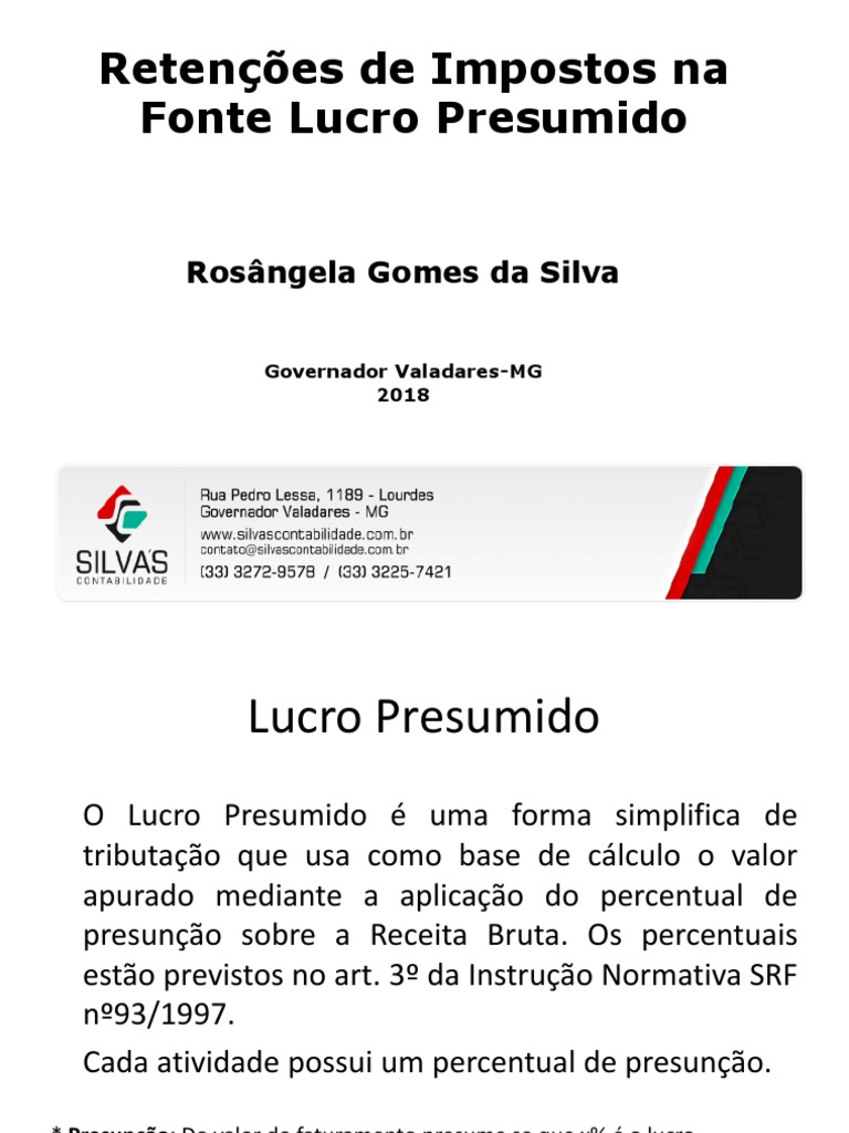 Retenções de Impostos no Lucro Presumido | PDF | Imposto de Renda ...