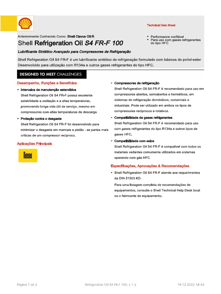 Refrigeration Oil S4 FRF 100 PDF