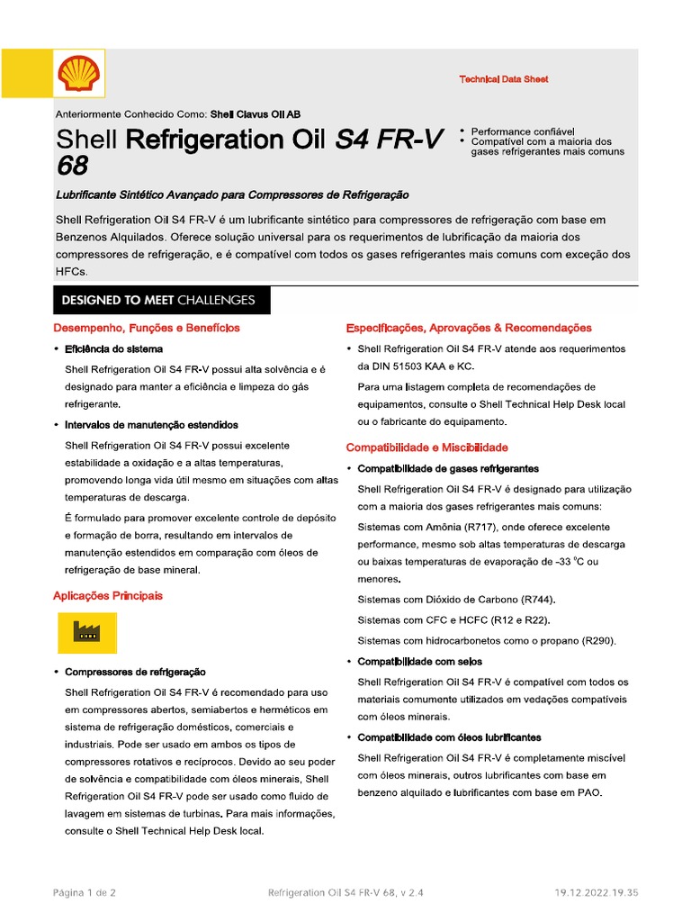 Refrigeration Oil S4 FR-V 68 | PDF