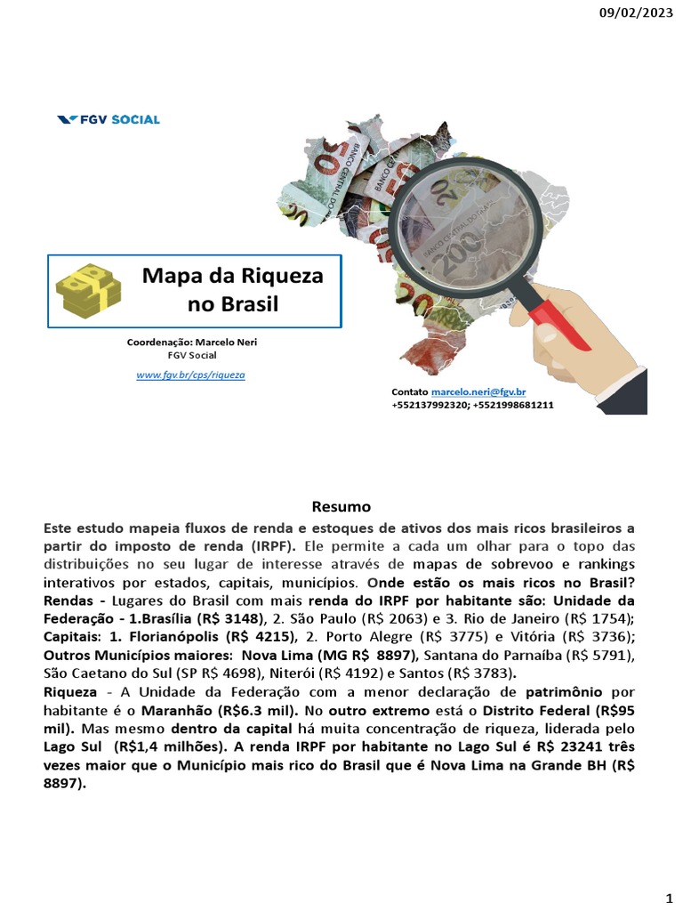 Mapa da Riqueza e Desigualdade no Brasil | PDF | Desigualdade econômica ...