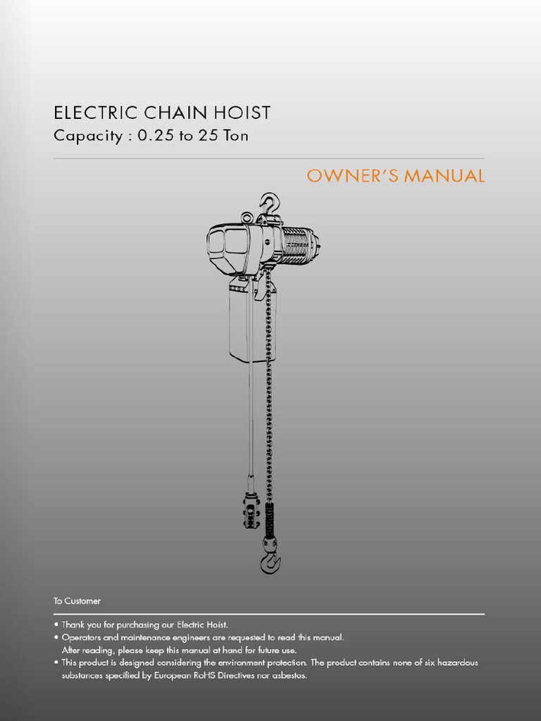 Electric Hoist Manual Book PAWELL | PDF