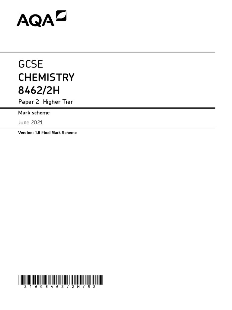 GCSE Chemistry Paper 2 (2021) - Mark Scheme | PDF | Precipitation ...