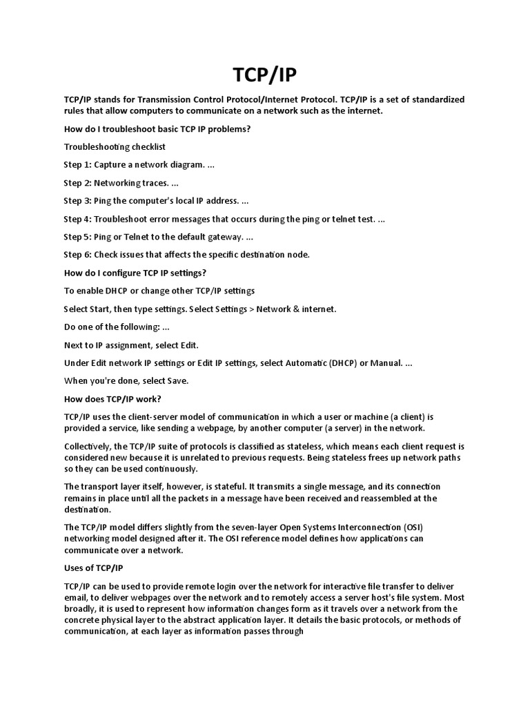 Tcp/Ip | PDF | Internet Protocol Suite | Internet Protocols
