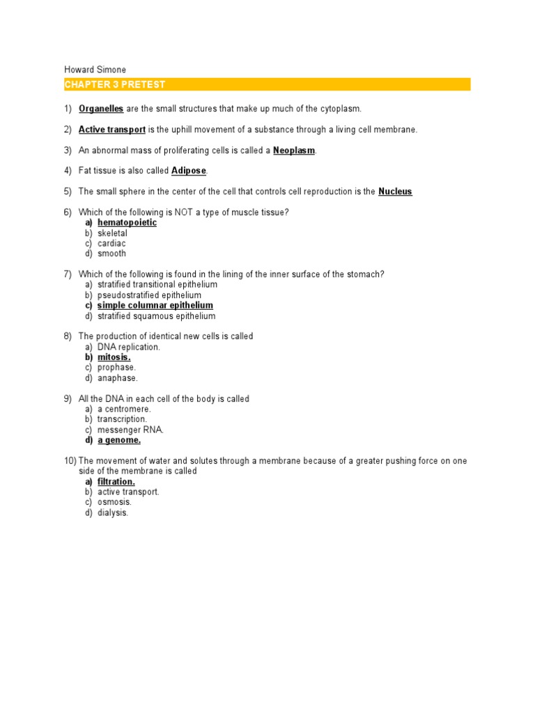 chapter 4 pretest quizlet