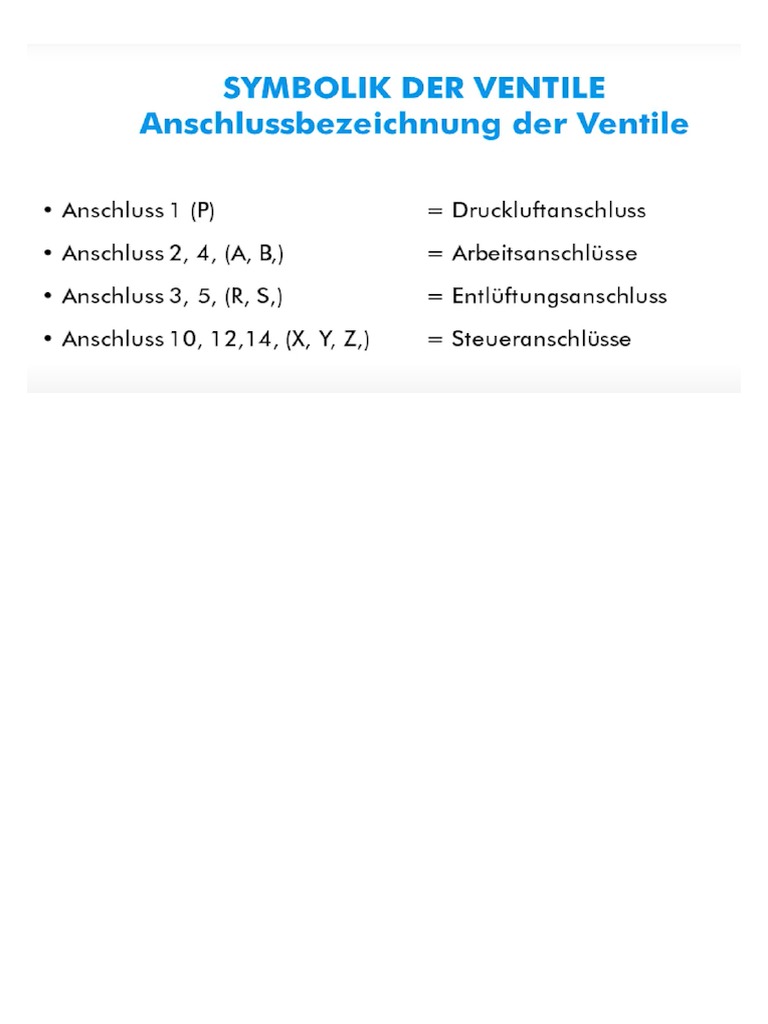 Symbolik Der Ventile Anschlussbezeichnungen PDF