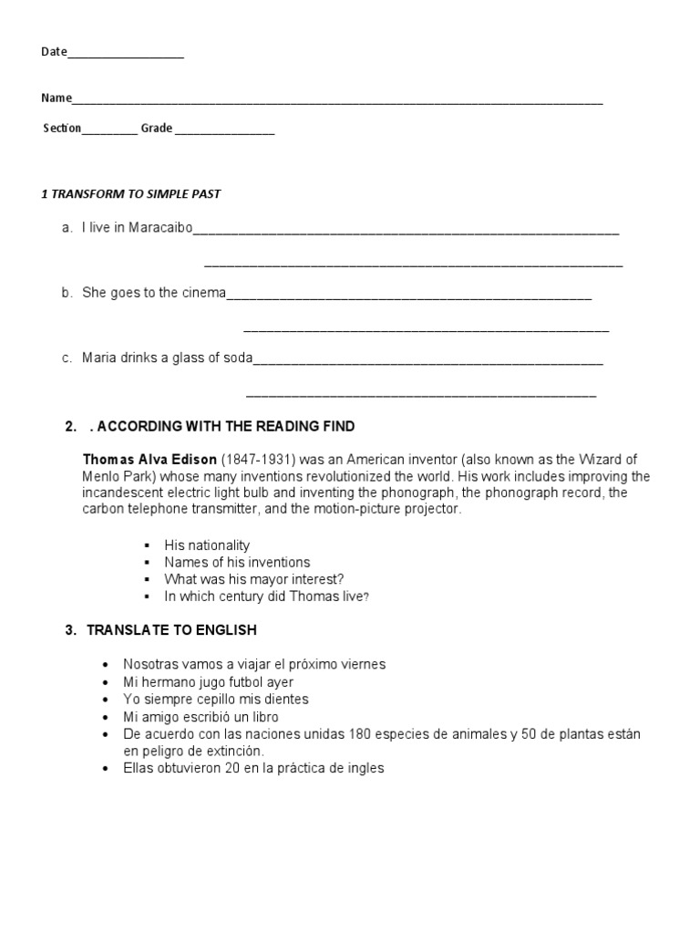 English Test Template | PDF