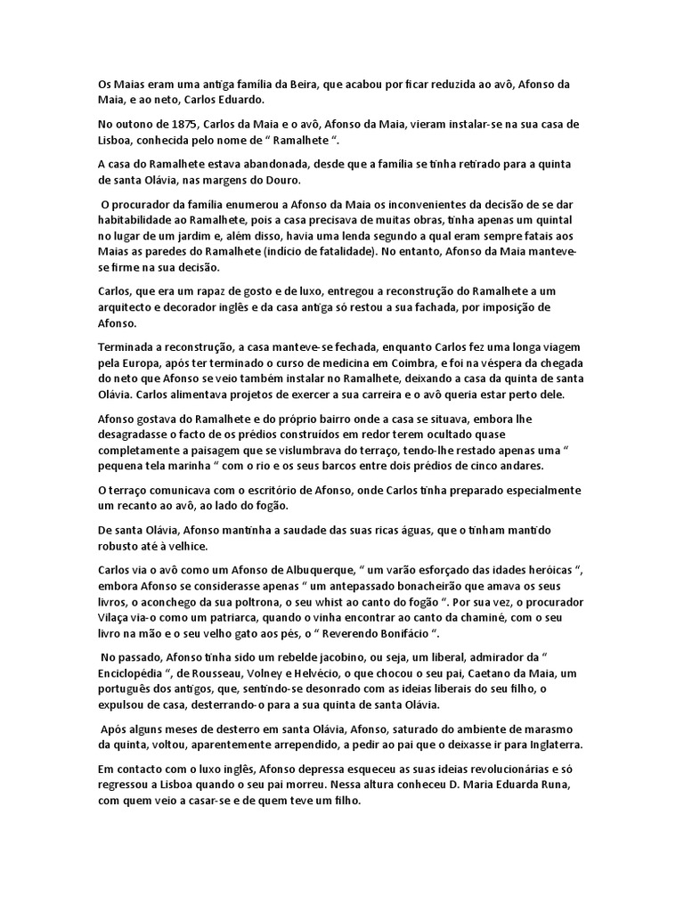 Os Maias - Capitulo 1 | PDF