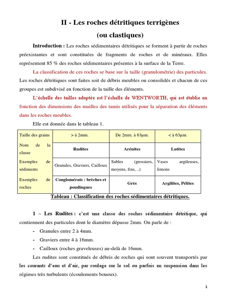Classification des Rudites Sédimentaires | PDF | Grès | Argile