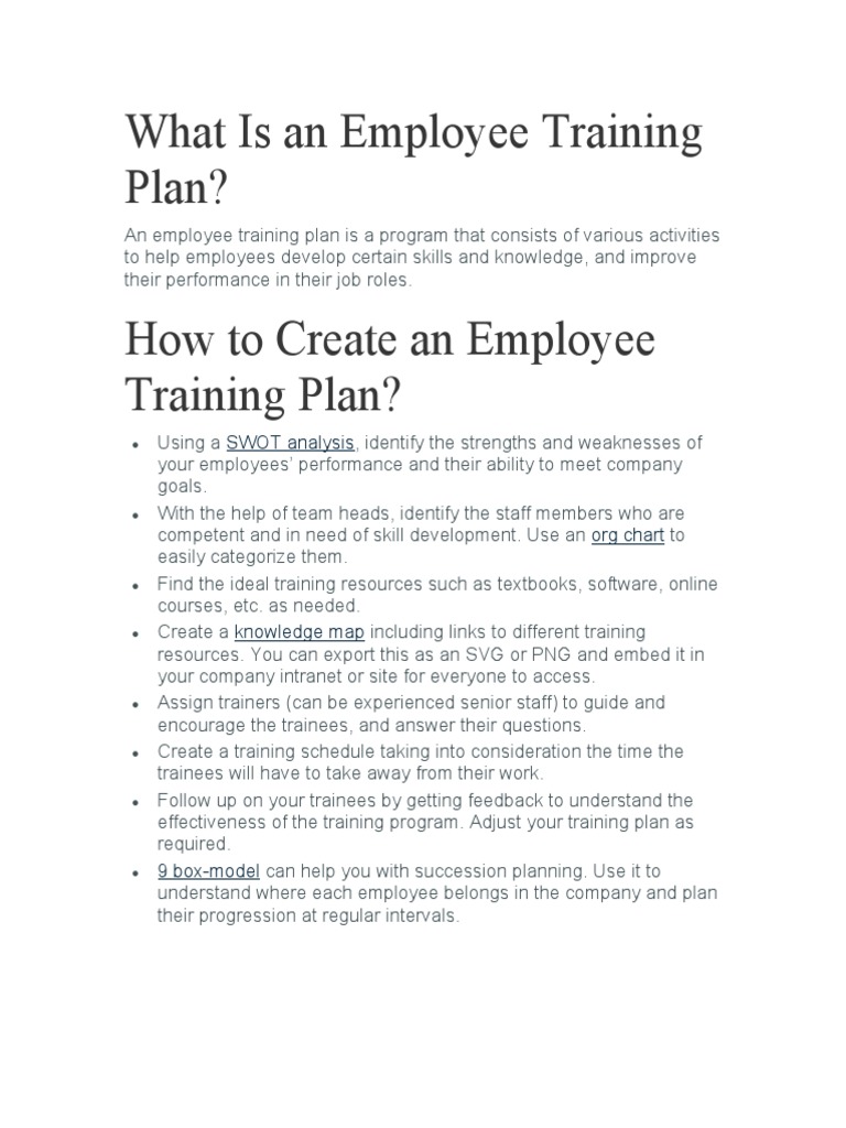 Employee Training Plan Pdf