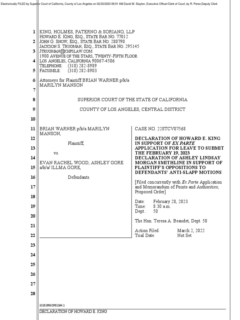 Smithline Declaration | PDF | Ex Parte | Common Law