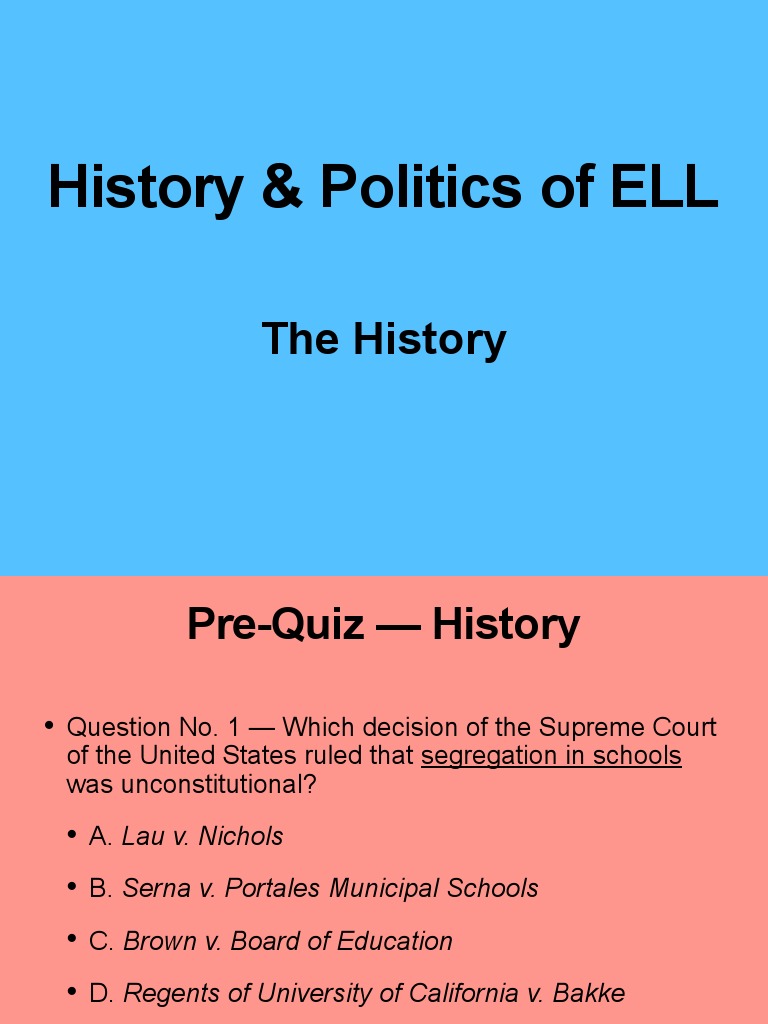 History of Ell PDF Elementary And Secondary Education Act No