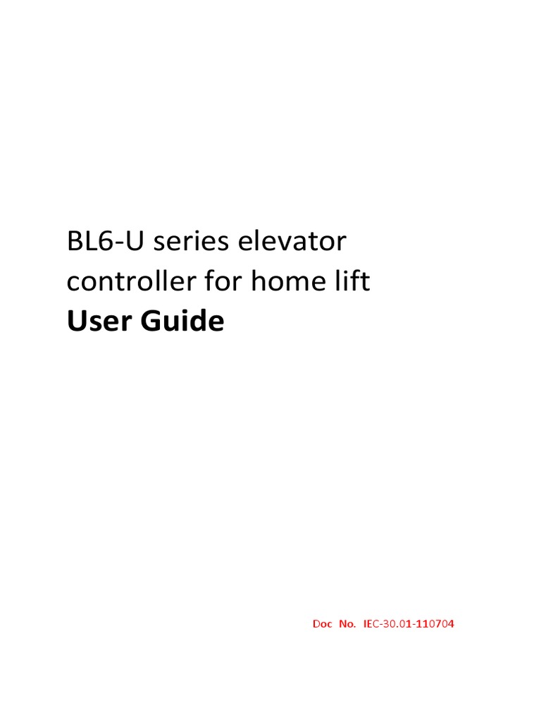 BL6-U Elevator Controller User Guide | PDF | Power Inverter | Elevator