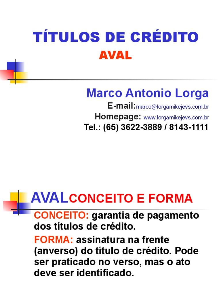 Aval | PDF | Cheque (banco) | Lei das Obrigações