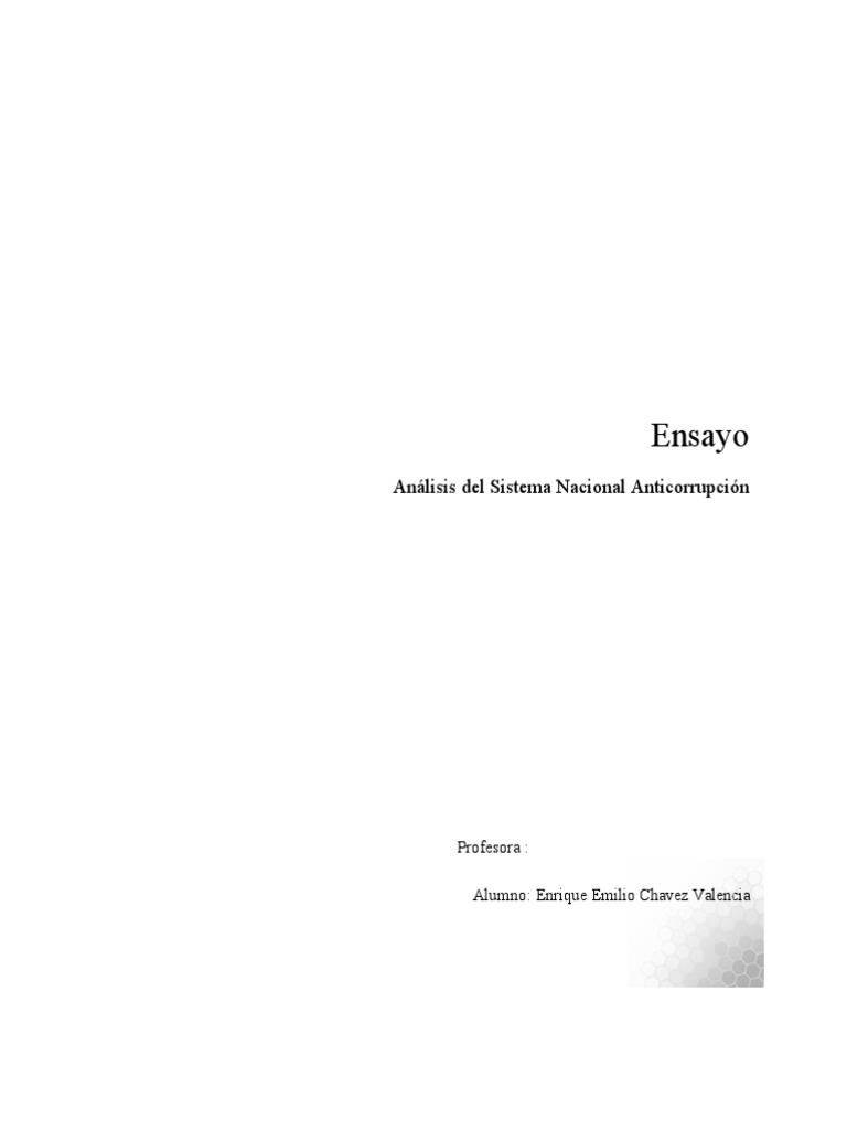 Ensayo Sistema Nacional Anticorrupcion | PDF | Corrupción política | México