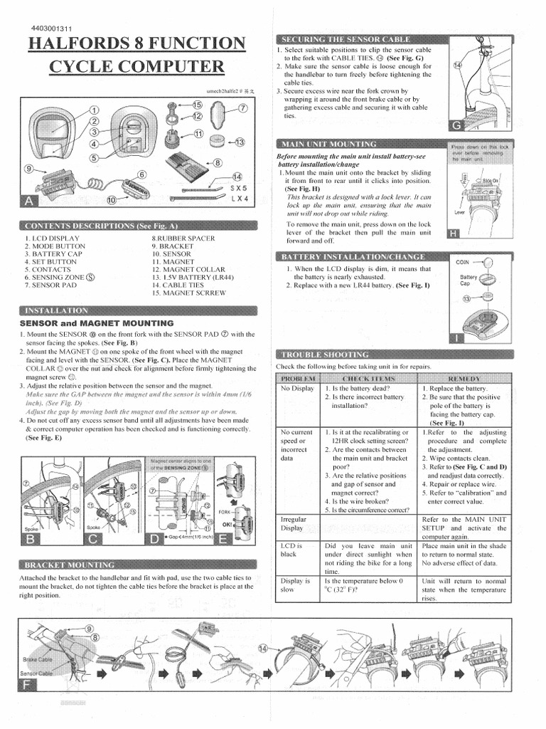 Halfords f8 Cycle Computer Manual PDF