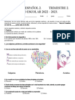 Examen de Epañol 2. Trimestre 2. Mtra. Brenda Patricia Morales Robles.