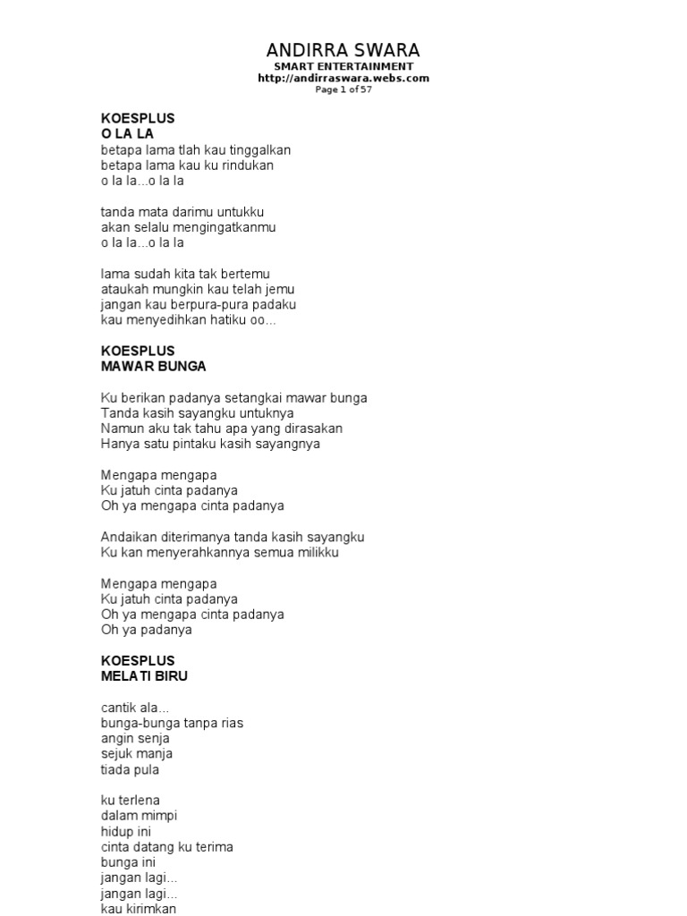 Lirik Lagu Indonesia Lama As2009 01