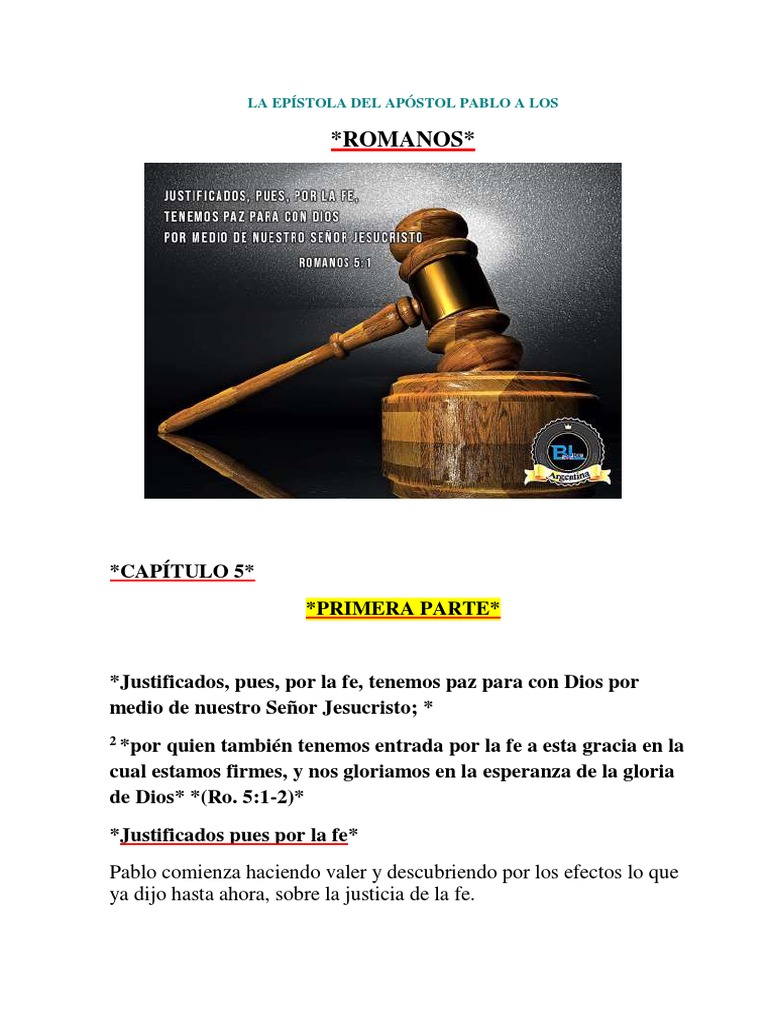 romanos capítulo 5 verso 1 e 2