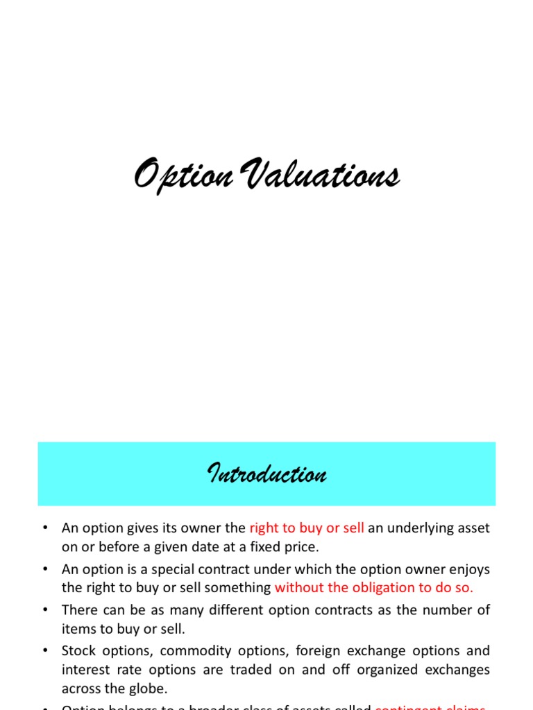 Option Valuation | PDF | Put Option | Option (Finance)