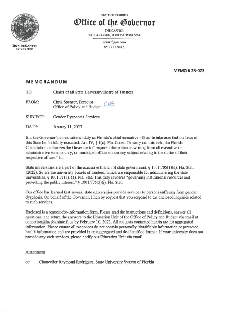 Executive Office of The Governor Memorandum #23-023 | PDF