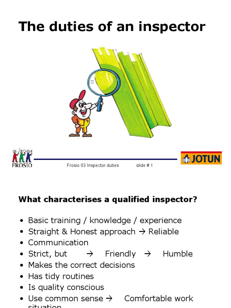 Frosio 03 Inspector Duties | PDF | Quality Assurance | Specification ...