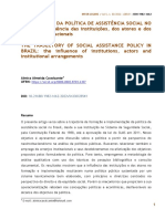 A TRAJETÓRIA DA POLÍTICA DE ASSISTÊNCIA SOCIAL NO BRASIL A Influência Das Instituições, Dos Atores e Dos Arranjos Institucionais