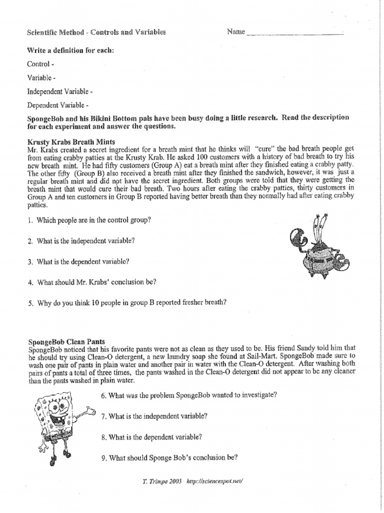 Sponge Bob With Answer Key | PDF