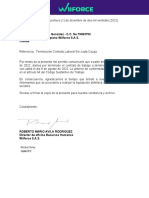 Carta de Terminación de Contrato Sin Justa Causa SR Henry Antonio Ramos Gonzalez