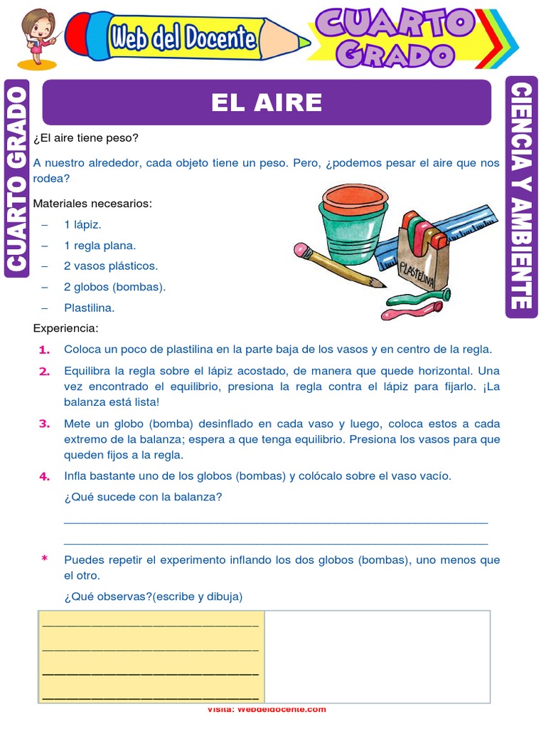 Importancia y propiedades del aire para niños | PDF | Atmósfera | Agua