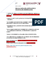 Nota para La Carta de Aceptacion y Constancia de Terminacion