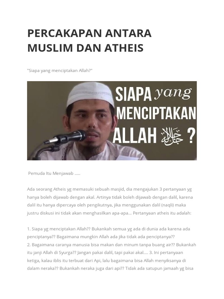 Dialog Cerdas Muslim dan Atheis | PDF