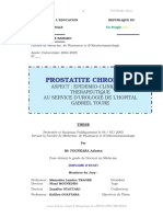 Prostatite Chronique: Aspect: Epidemio-Clinique Et Therapeutique Au Service D'Urologie de L'Hopital Gabriel Toure