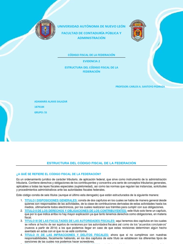 Evidencia 2 Estructura Codigo Fiscal | PDF | Fiscal | Ley Pública