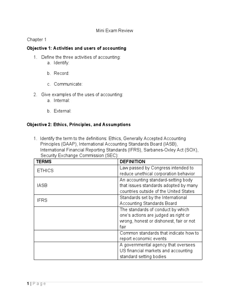 Accounting Basics: Mini Exam Review | PDF | Debits And Credits ...