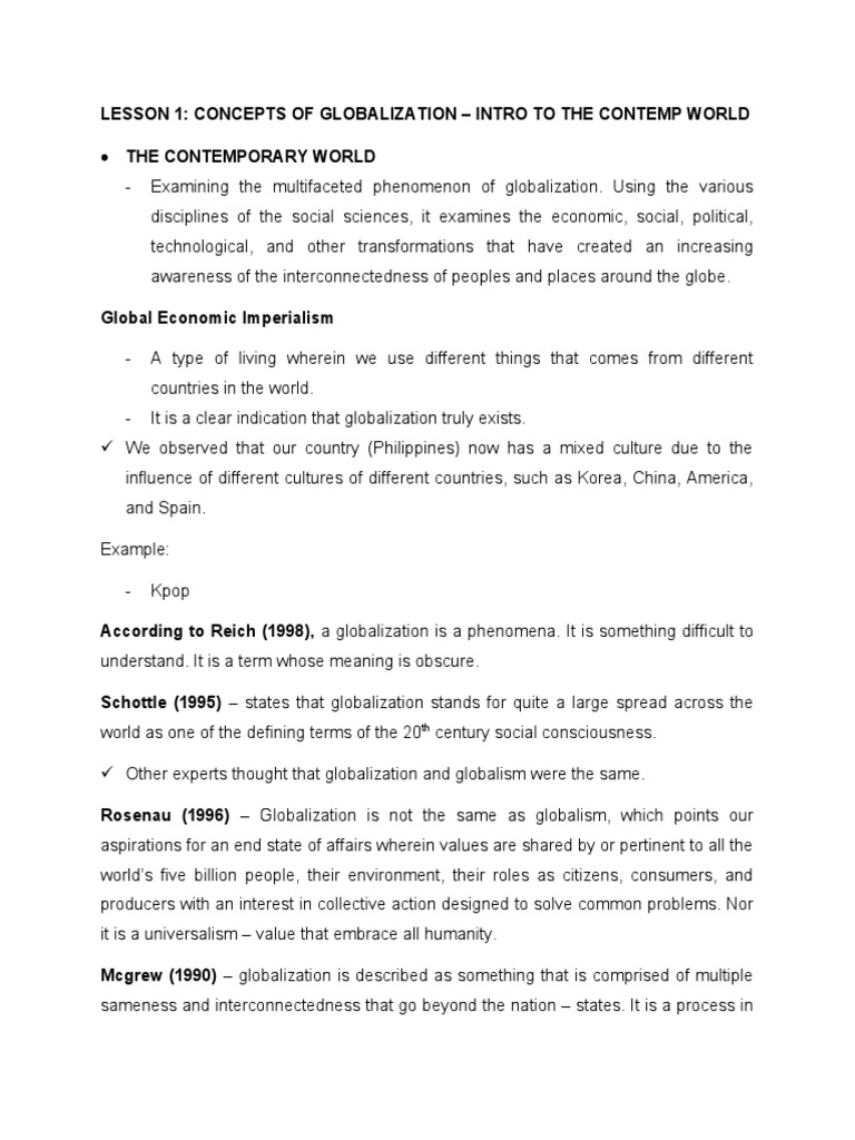 Lesson 1 concepts of globalization pdf globalization political