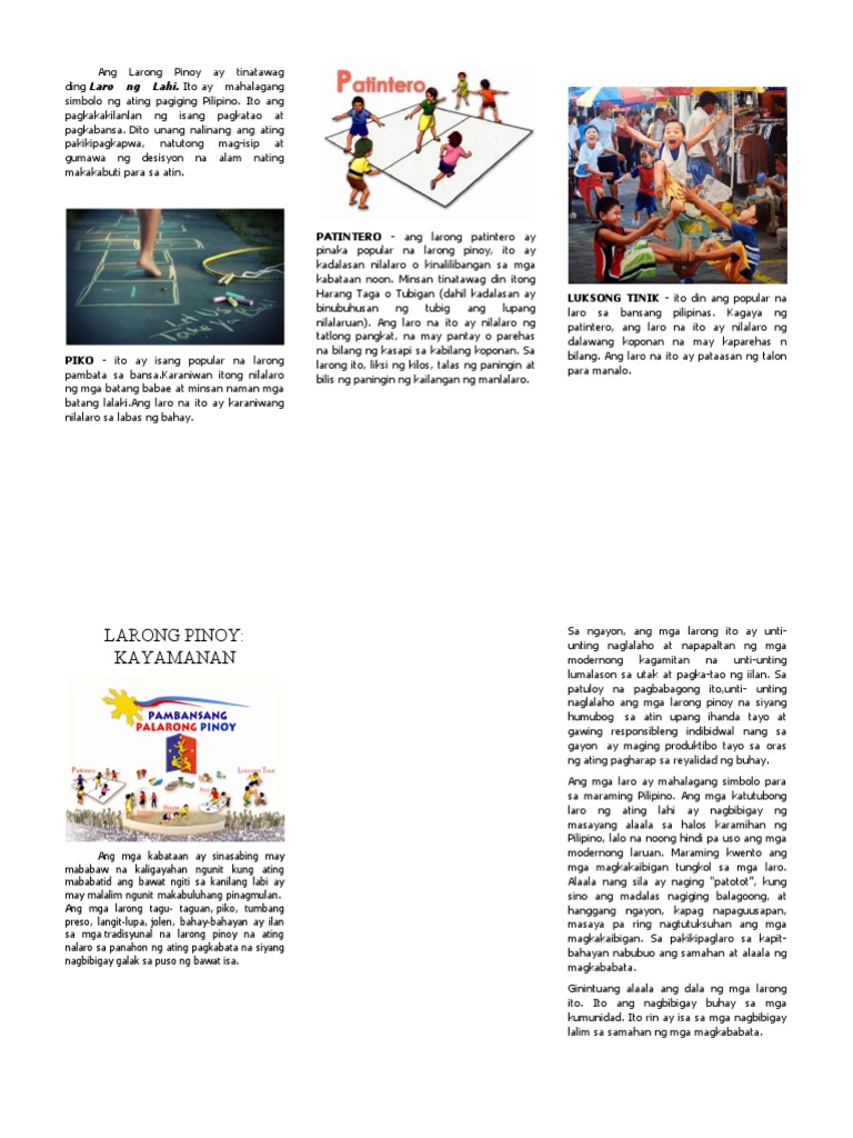 Brochure Larong Pinoy | PDF