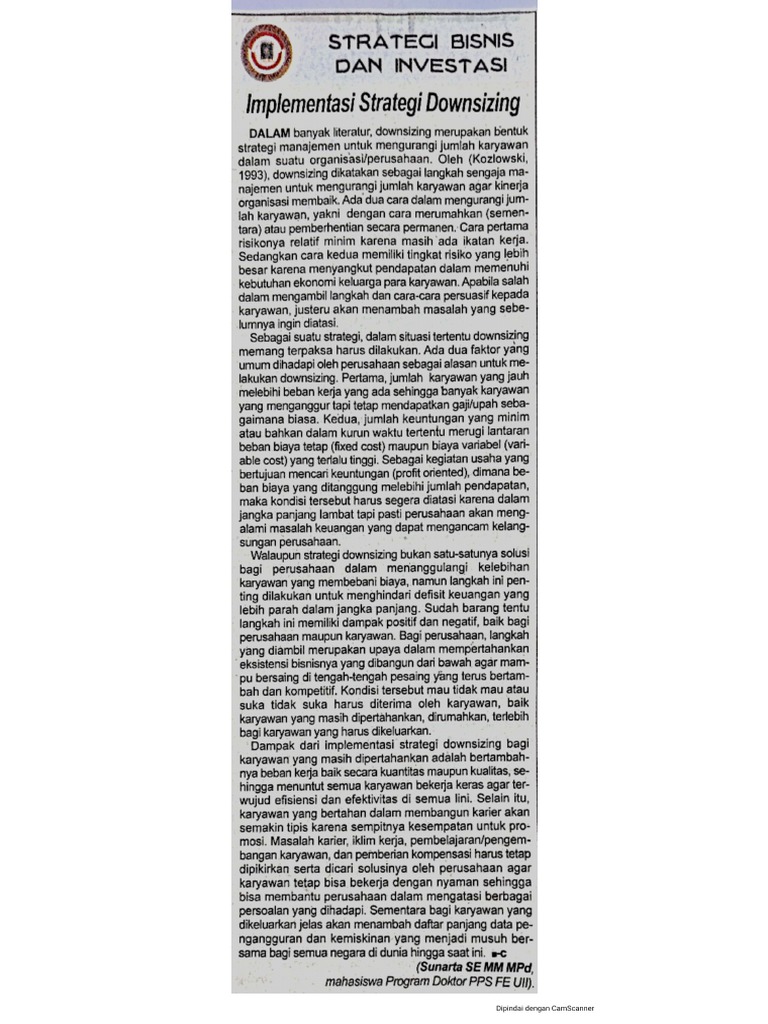 Downsizing Strategy Pdf