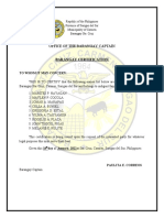 Barangay Sta. Cruz Residency Certification