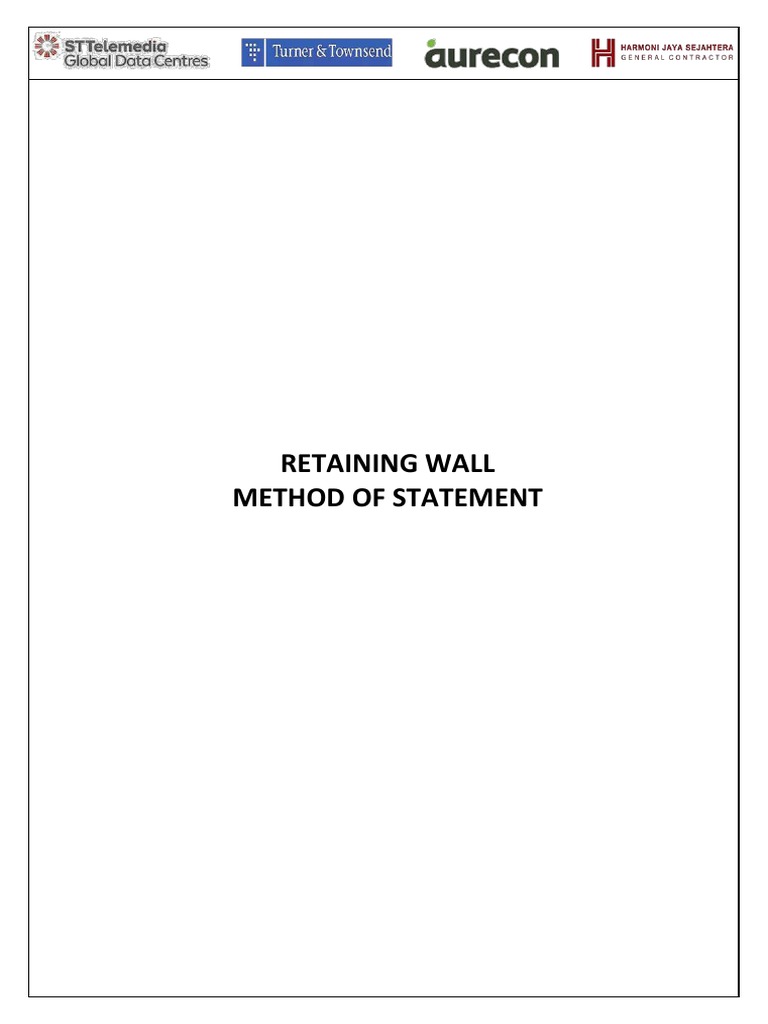 Retaining Wall Method Statement Guide | PDF | Concrete | Secondary ...