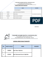 Jadwal Sholat Tarawih 1443 H