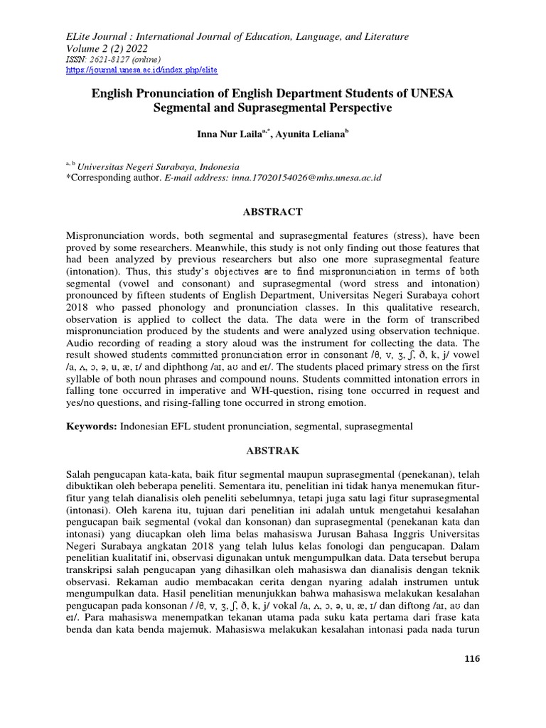 Pronunciation Errors in EFL Students | PDF | Stress (Linguistics ...