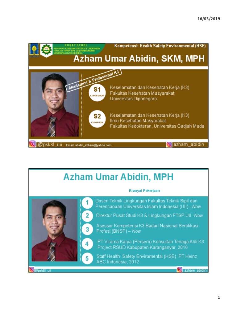 Profil Azham Umar Abidin, Ahli K3 | PDF