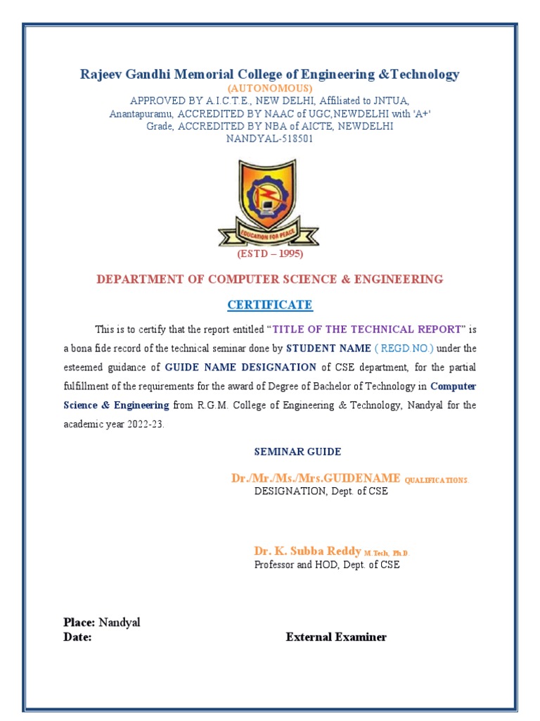 CSE Degree Certificate from RGM College | PDF
